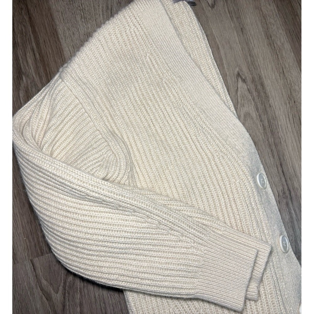 J.Crew Ribbed Knit V-neck Cardigan Sweater‎ Fisherman XS Cream Oversized Alpaca - Picture 7 of 7